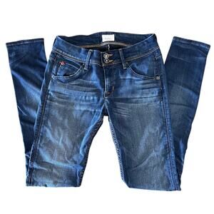 Hudson Womens Collin Mid Rise Supermodel Skinny Jeans Dark Wash Size 25